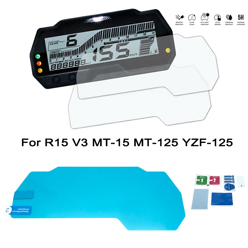 For YAMAHA R15 V3 MT15 Cluster Scratch Protection Film Screen Protector MT-15 YZF-R125 MT-125 2017 2018 2019 2020 Motorcycle 
For YAMAHA R15 V3 MT15 Cluster Scratch Protection Film Screen Protector MT-15 YZF-R125 MT-125 2017 2018 2019 2020 Motorcycle