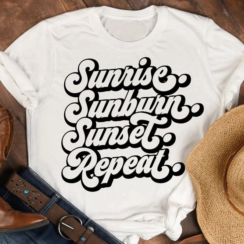 Sunrise Is Fine Letters Printed Casual Short Sleeve T-shirt For Womens High Quality Graphic Round Neck Tops
Sunrise Is Fine Letters Printed Casual Short Sleeve T-shirt For Womens High Quality Graphic Round Neck Tops
