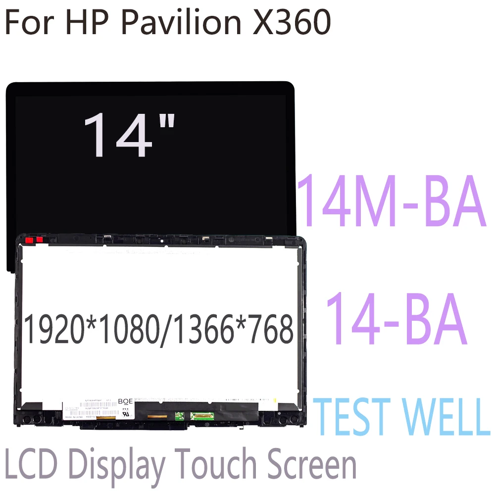 

2PCS 14" FHD LCD For HP Pavilion X360 14M-BA 14-BA Series LCD Display Touch Screen Digitizer Assembly Frame 1920*1080