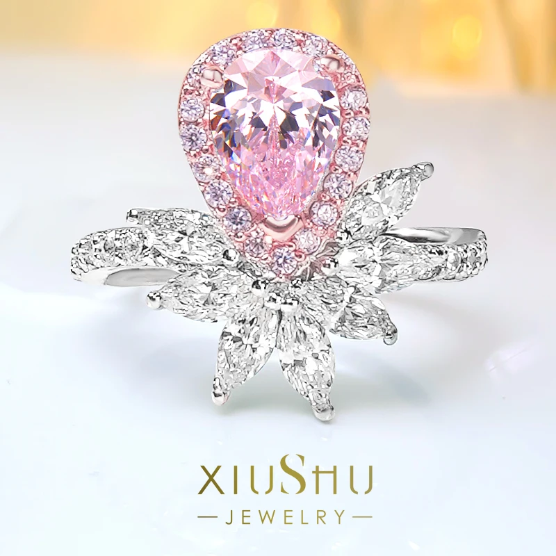Light Luxury and Simple 925 Sterling Silver Sweet Droplet Pink Diamond Ring Inlaid with High Carbon Diamond Wedding
Light Luxury and Simple 925 Sterling Silver Sweet Droplet Pink Diamond Ring Inlaid with High Carbon Diamond Wedding