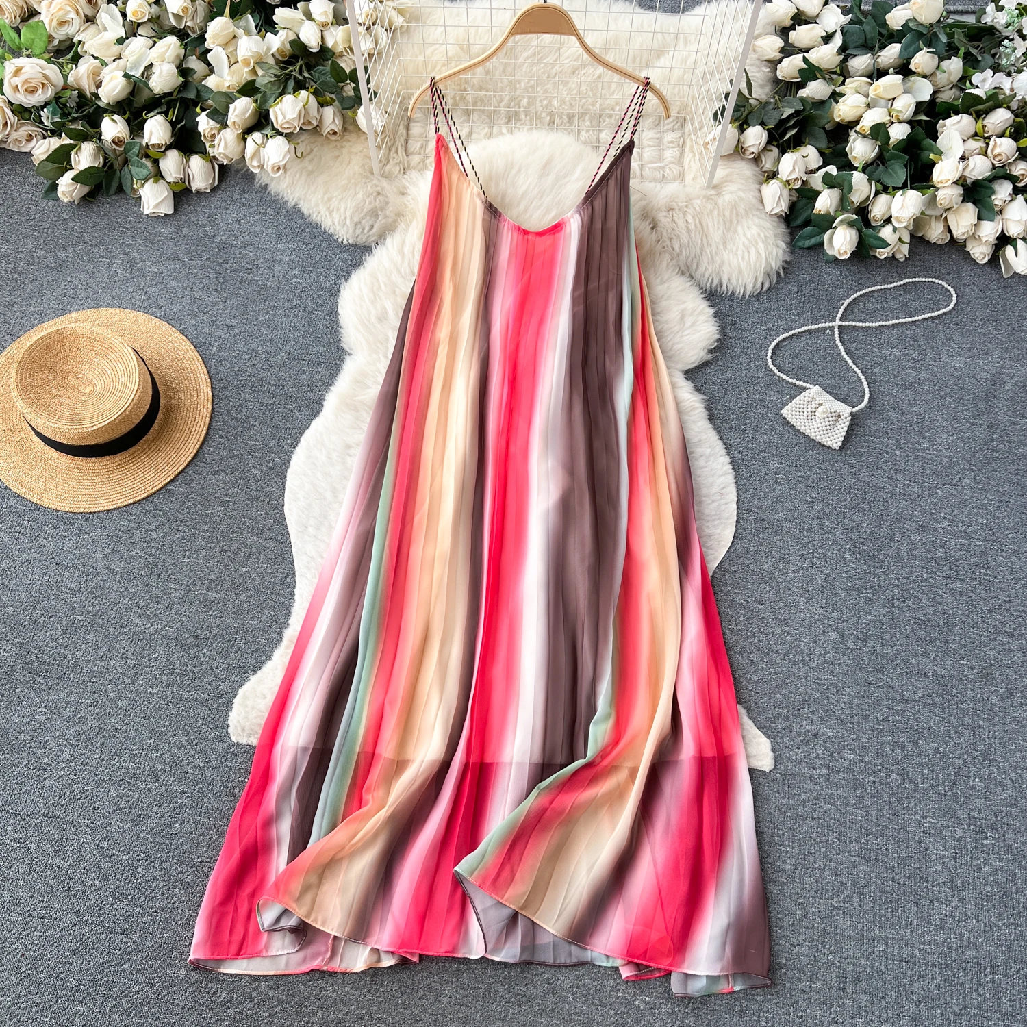 Clothland Women Sexy Striped Backless Dress V Neck Sleeveless Tassel Spaghetti Straps Beach Wear Midi Dresses Vestido QD115
Clothland Women Sexy Striped Backless Dress V Neck Sleeveless Tassel Spaghetti Straps Beach Wear Midi Dresses Vestido QD115