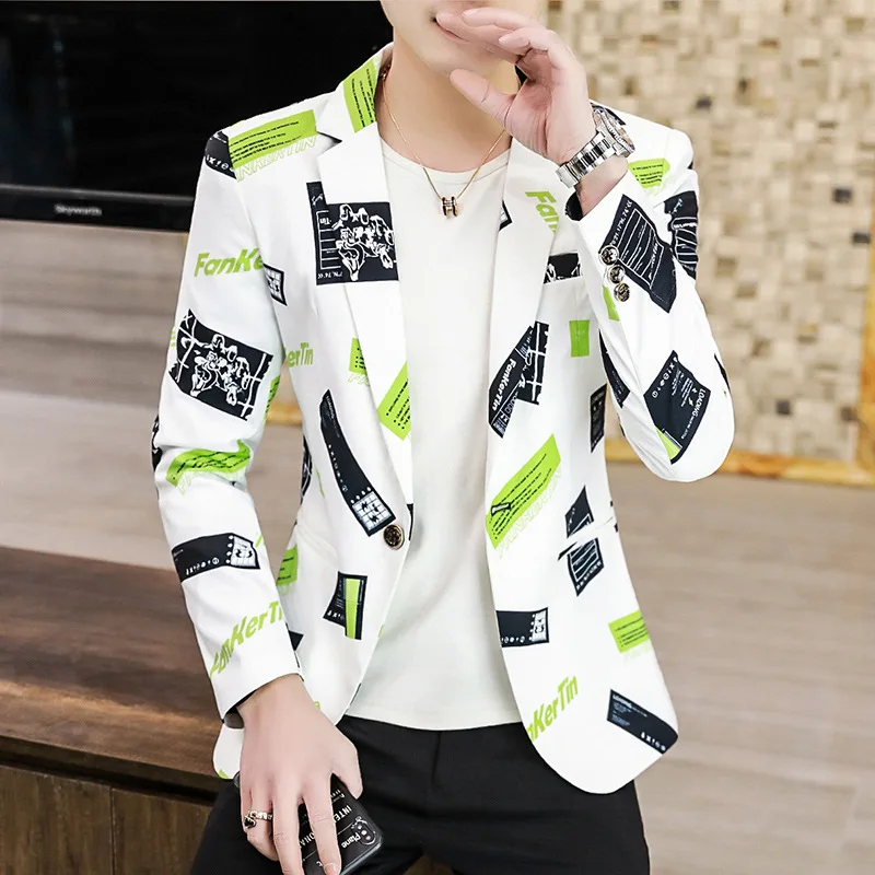 2022 New Spring and Autumn Popular Suit Jacket Korean Version of The Slim Printed Youth Suit Business Casual Jacket 
2022 New Spring and Autumn Popular Suit Jacket Korean Version of The Slim Printed Youth Suit Business Casual Jacket