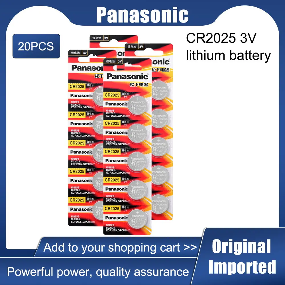 20PCS 100% Original PANASONIC CR2025 CR 2025 3V Lithium Battery For Watch Calculator Clock Remote Control Toys Button Coins Cell
20PCS 100% Original PANASONIC CR2025 CR 2025 3V Lithium Battery For Watch Calculator Clock Remote Control Toys Button Coins Cell