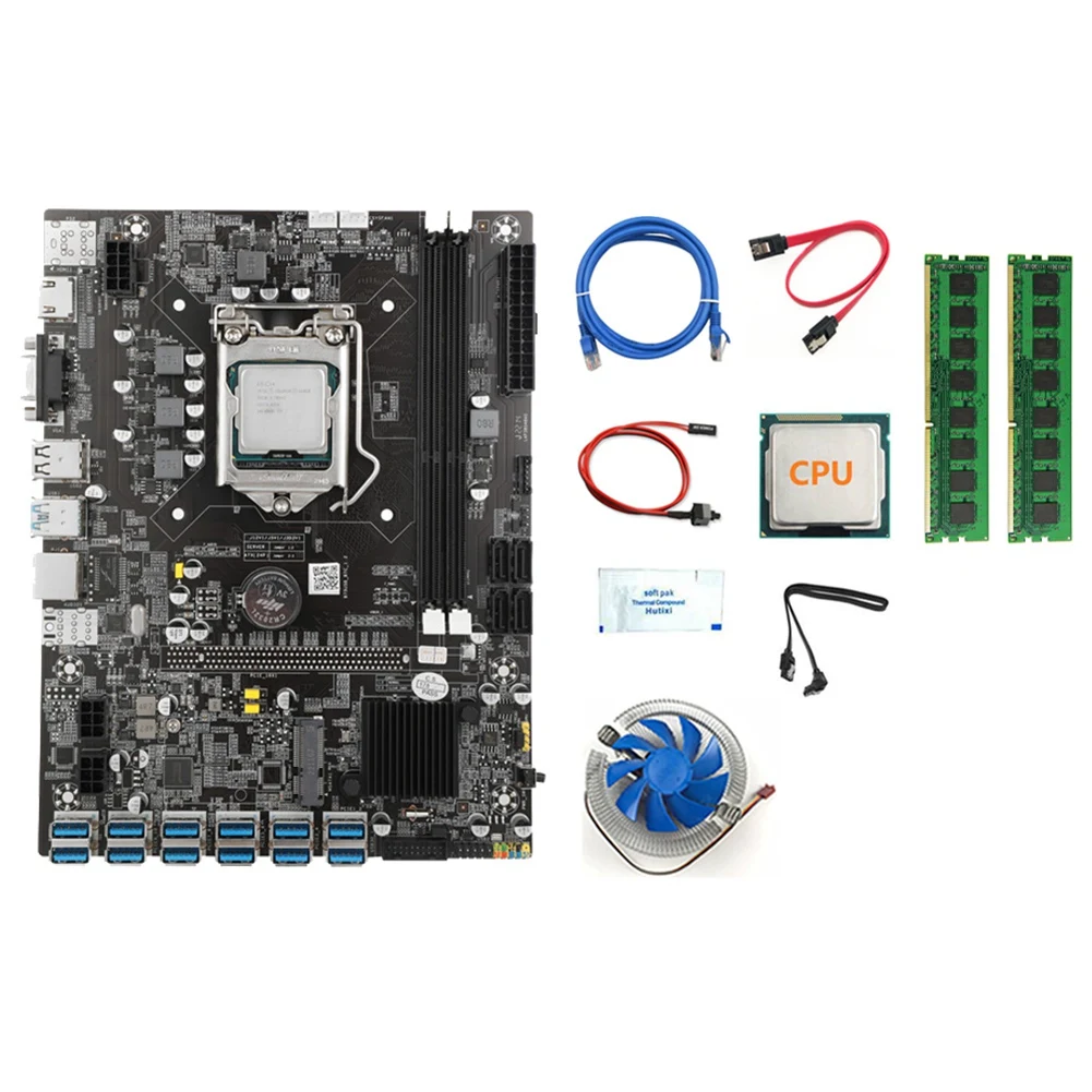 B75 12USB GPU Miner Motherboard+CPU+2X4G DDR3 RAM+Fan+Thermal Grease+2XSATA Cable+Switch Cable+Network Cable LGA1155 BTC
B75 12USB GPU Miner Motherboard+CPU+2X4G DDR3 RAM+Fan+Thermal Grease+2XSATA Cable+Switch Cable+Network Cable LGA1155 BTC