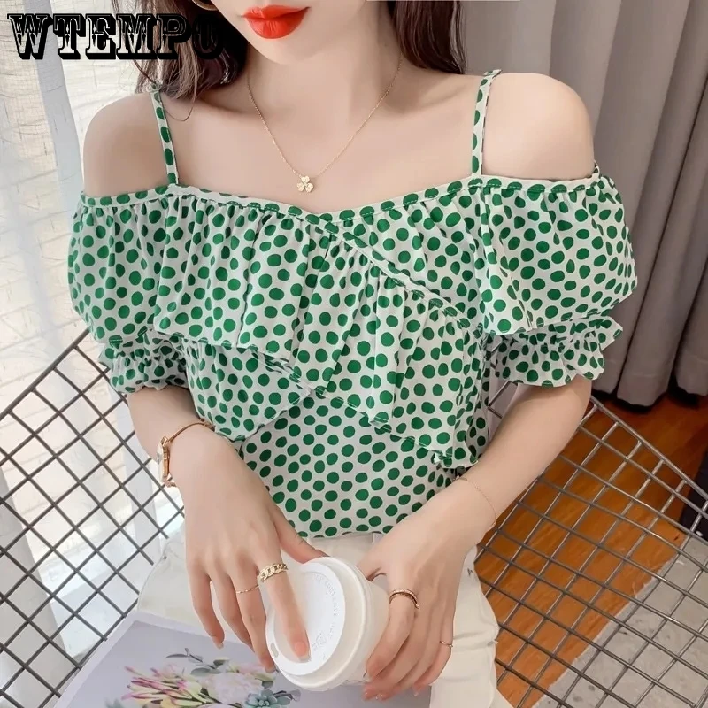 Women's Chiffon Shirt Summer Niche Short Sleeve Tops Design Age Reduction Suspenders Fashion Sexy Off Shoulder Polka Dot Blouses
Women's Chiffon Shirt Summer Niche Short Sleeve Tops Design Age Reduction Suspenders Fashion Sexy Off Shoulder Polka Dot Blouses