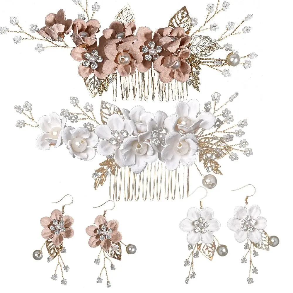 Fashion Luxury Flower Hair Combs Earrings Set Headdress Prom Bridal Wedding Hair Accessories Gold Leaves Hair Jewelry Earrings
Fashion Luxury Flower Hair Combs Earrings Set Headdress Prom Bridal Wedding Hair Accessories Gold Leaves Hair Jewelry Earrings