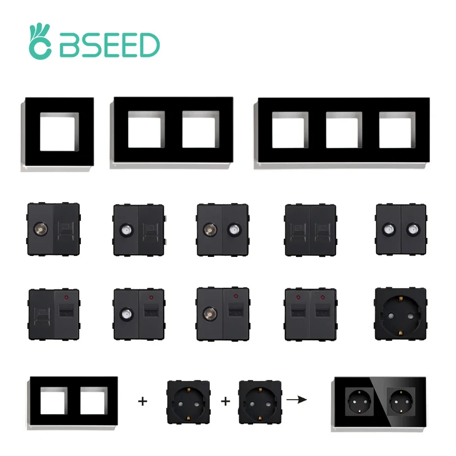 Bseed DIY Russia EU Standard Socket Button Switch USB TV Satellite With Crystal Glass Frame Panel Black Home Improvement
Bseed DIY Russia EU Standard Socket Button Switch USB TV Satellite With Crystal Glass Frame Panel Black Home Improvement