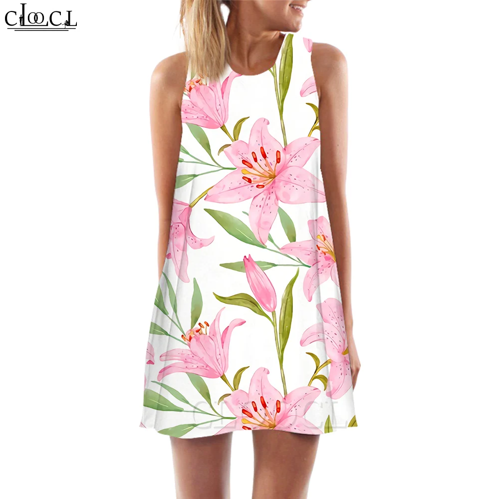 CLOOCL New Fashion Women Tank Dress Pink Lilies Pattern 3D Printed Loose Waist Sleeveless Dress Summer Beach Style
CLOOCL New Fashion Women Tank Dress Pink Lilies Pattern 3D Printed Loose Waist Sleeveless Dress Summer Beach Style