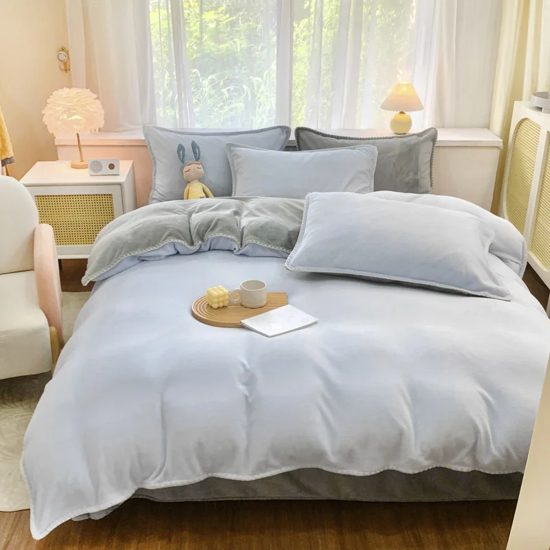 3/4pcs Winter Pure Color Plush Warm Velvet Duvet Cover Set Mink Velvet Bedding Set Double Bed Sheet Pillowcase Warm Blankets
3/4pcs Winter Pure Color Plush Warm Velvet Duvet Cover Set Mink Velvet Bedding Set Double Bed Sheet Pillowcase Warm Blankets
