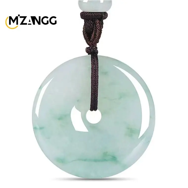 

Natural A Goods Jade Peace Buckle Pendant Round Ice Kind Floating Flower Jadeite Necklace Lucky Amulet Gift for Men and Women