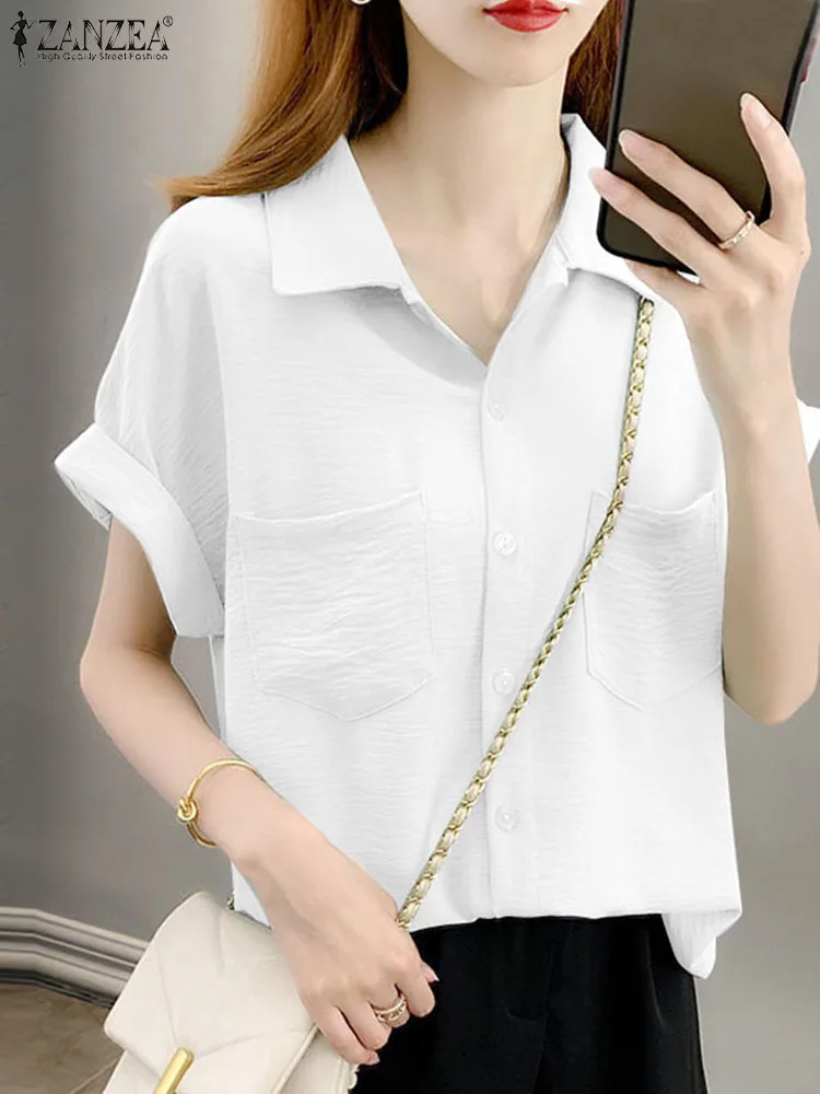 Fashion Women Blouse 2023 ZANZEA Summer Lapel Short Sleeve Shirt Loose Work OL Blusas Female Causal Tops Oversize Chemise Tunic
Fashion Women Blouse 2023 ZANZEA Summer Lapel Short Sleeve Shirt Loose Work OL Blusas Female Causal Tops Oversize Chemise Tunic