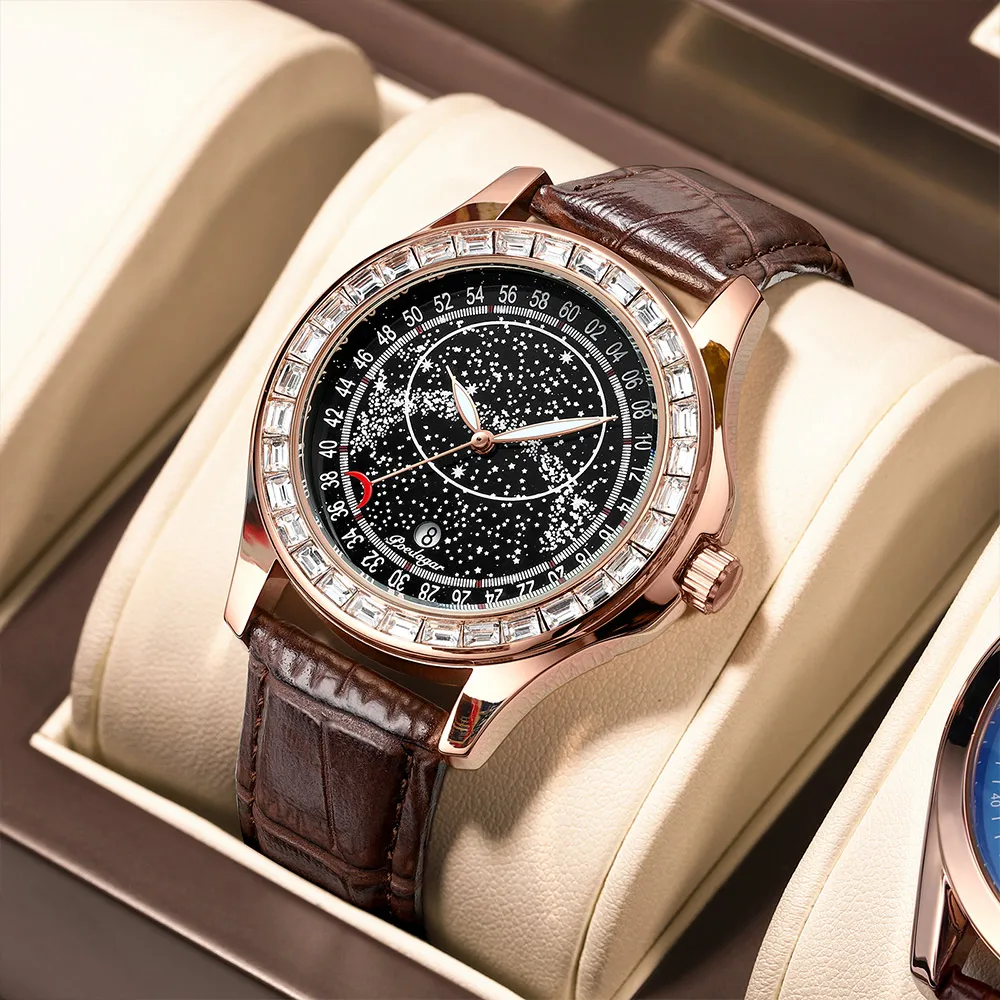 POEDAGAR Men's Watch Fashion Leather Quartz Watches Starry Sky Diamond Style Waterproof Luminous Luxury Sport Men Wristwatch
POEDAGAR Men's Watch Fashion Leather Quartz Watches Starry Sky Diamond Style Waterproof Luminous Luxury Sport Men Wristwatch