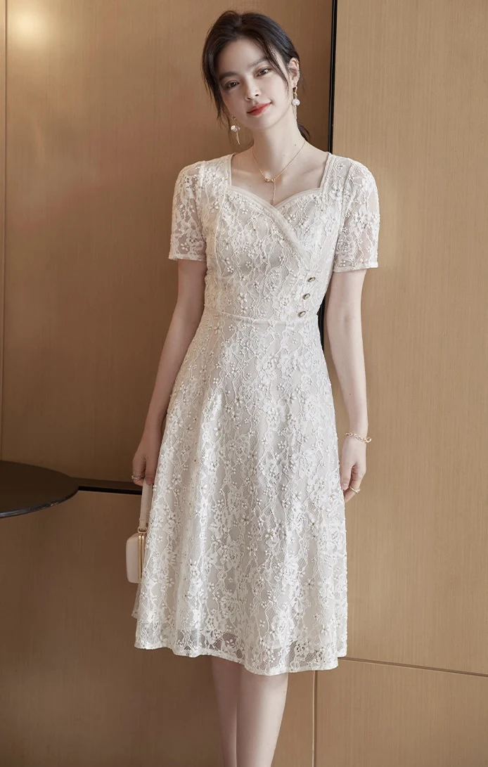 2023 Spring/Summer Fashion New Women's Clothing Irregular Square Collar Lace Dress 0801
2023 Spring/Summer Fashion New Women's Clothing Irregular Square Collar Lace Dress 0801