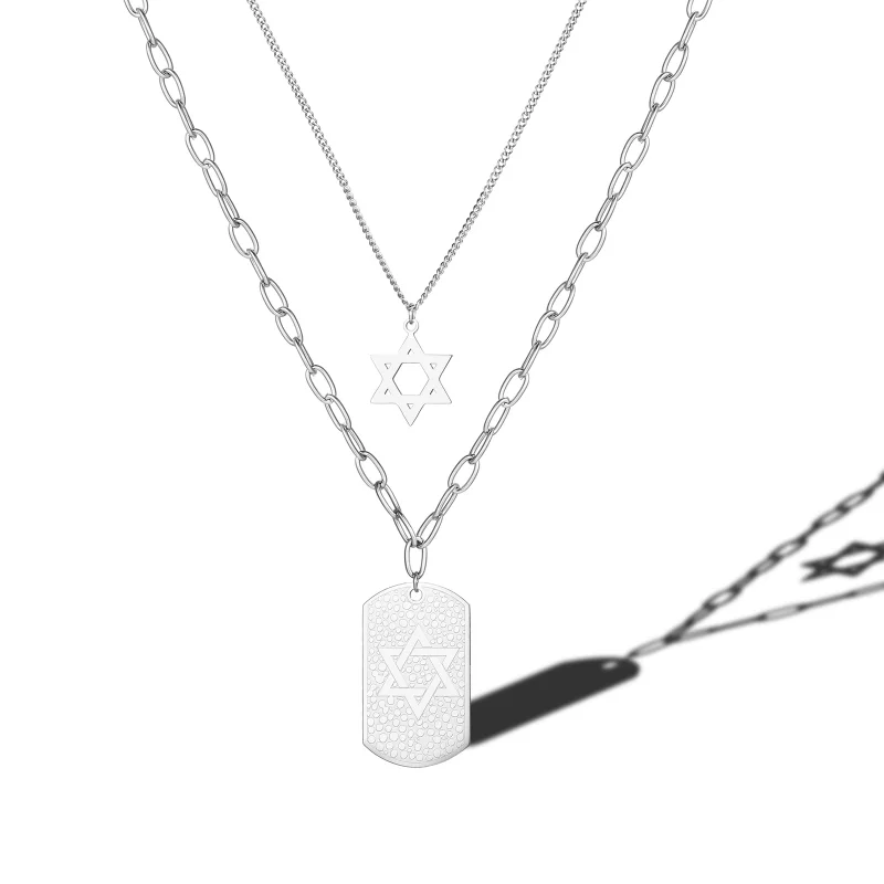 Hip Hop Stylish Fashion Unisex Jewelry Titanium Steel Double Layered Sweater Chain Hexagram Pendant Necklace
Hip Hop Stylish Fashion Unisex Jewelry Titanium Steel Double Layered Sweater Chain Hexagram Pendant Necklace