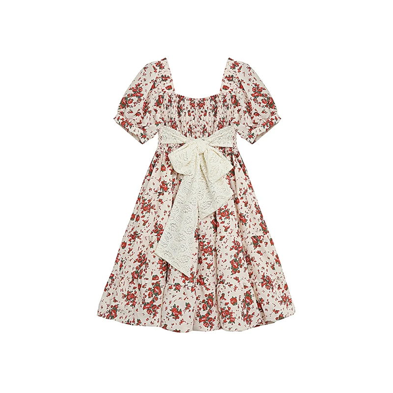 Floral Dress French Style Elegant Vintage Trendy Square Collar Bowknot Bandage Princess Mini Short Dresses Woman Summer 2022 
Floral Dress French Style Elegant Vintage Trendy Square Collar Bowknot Bandage Princess Mini Short Dresses Woman Summer 2022