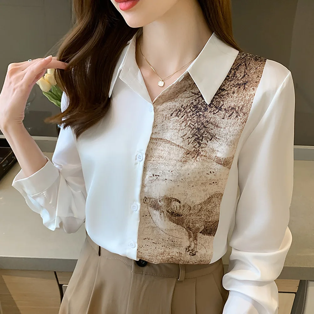 2022 Autumn Women Satin Blouses Elegant Printed Buttons Office Ladies Long Sleeve Shirts Casual Straight Tops Female Clothing
2022 Autumn Women Satin Blouses Elegant Printed Buttons Office Ladies Long Sleeve Shirts Casual Straight Tops Female Clothing