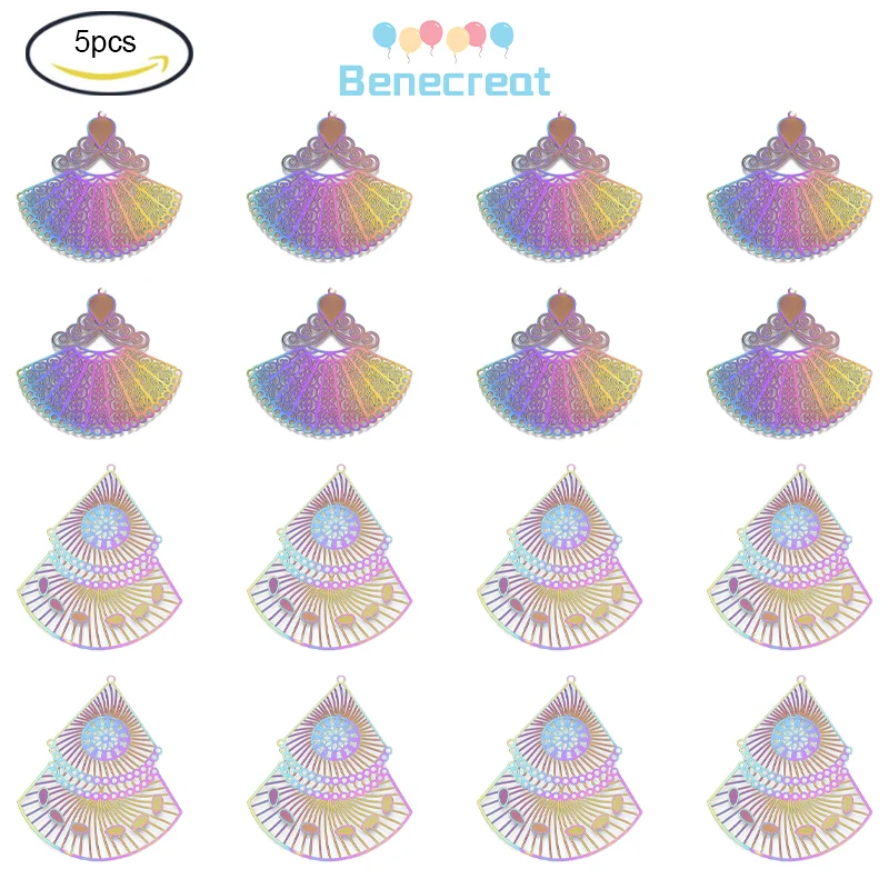 5PC Ion Plating(IP) 201 Stainless Steel Chandelier Components Links Etched Metal Embellishments Fan Shape Rainbow Color
5PC Ion Plating(IP) 201 Stainless Steel Chandelier Components Links Etched Metal Embellishments Fan Shape Rainbow Color