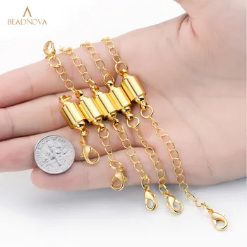 BEADNOVA Necklace Extender Assorted Jewelry Extention Set with Magnetic and Screw-on for Women (5pcs, 1.5-6 Inches, Gold/Silver)