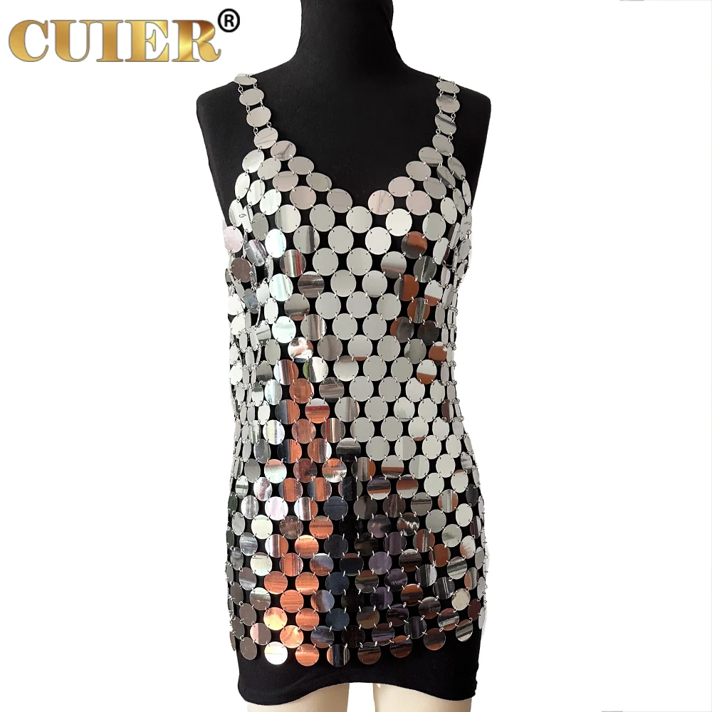 CUIER Sexy Silver Sequin Body Chain Jewelry for Women Paco Rabanne Disk Dress Handmade Sequins Patchwork Nightclub Party Dresses
CUIER Sexy Silver Sequin Body Chain Jewelry for Women Paco Rabanne Disk Dress Handmade Sequins Patchwork Nightclub Party Dresses