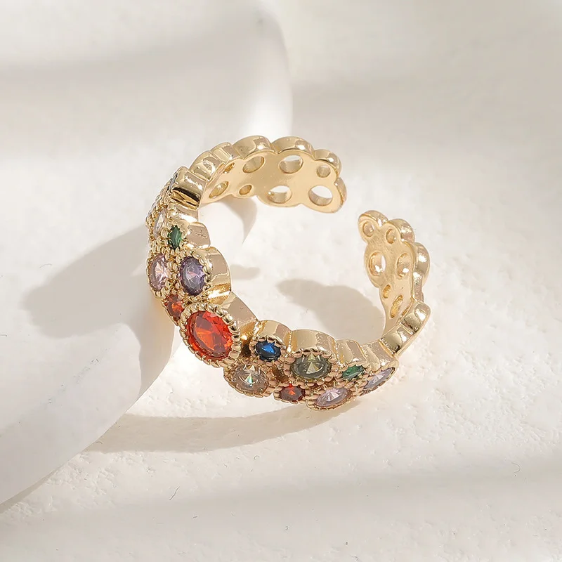 Fashion Colorful Zircon Inlay Rings for Women Girls Trendy Geometric Copper Gold Plated Handmade Female Ring Party Jewelry Gifts
Fashion Colorful Zircon Inlay Rings for Women Girls Trendy Geometric Copper Gold Plated Handmade Female Ring Party Jewelry Gifts