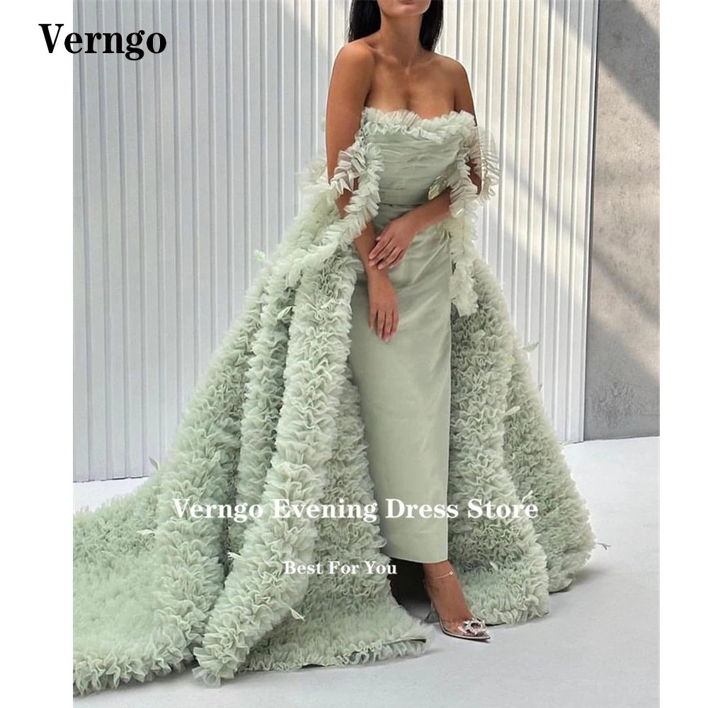 Verngo Sage Light Green Ruffles Prom Dresses Off the Shoulder Sheath Luxury Dubai Arabic Women Evening Gowns Formal Party Event
Verngo Sage Light Green Ruffles Prom Dresses Off the Shoulder Sheath Luxury Dubai Arabic Women Evening Gowns Formal Party Event