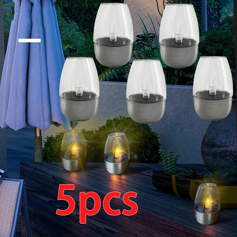 5pcs Solar Stainless Steel Candle Light Lamp Solar Light Battery Operated LED Night Lights for Courtyard/villa/garden Lighting
5pcs Solar Stainless Steel Candle Light Lamp Solar Light Battery Operated LED Night Lights for Courtyard/villa/garden Lighting
