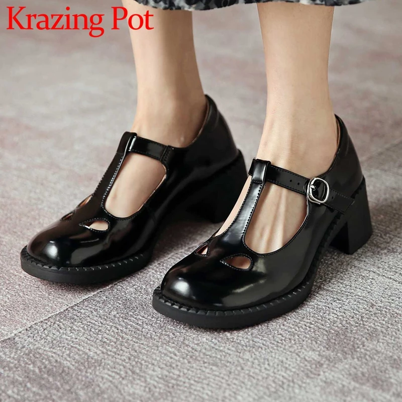 Krazing Pot Cow Split Leather Round Toe High Heels Young Lady Daily Wear Buckle Strap Simple Style Solid Basic Women Pumps L27
Krazing Pot Cow Split Leather Round Toe High Heels Young Lady Daily Wear Buckle Strap Simple Style Solid Basic Women Pumps L27