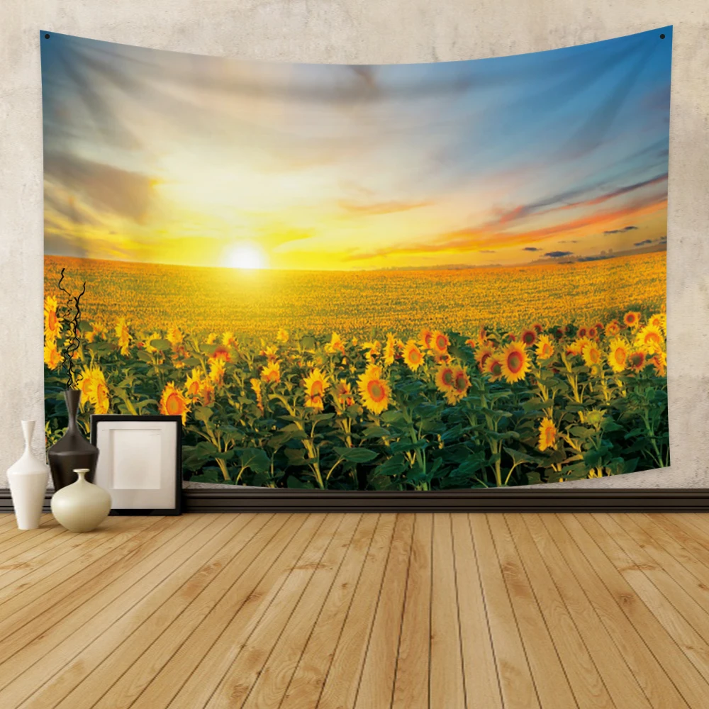 

Sunflower Landscape Tapestry Nature Field Wall Hanging Hippie Aesthetic Tapestries Bedroom Home Decor Wall Living Room Polyester