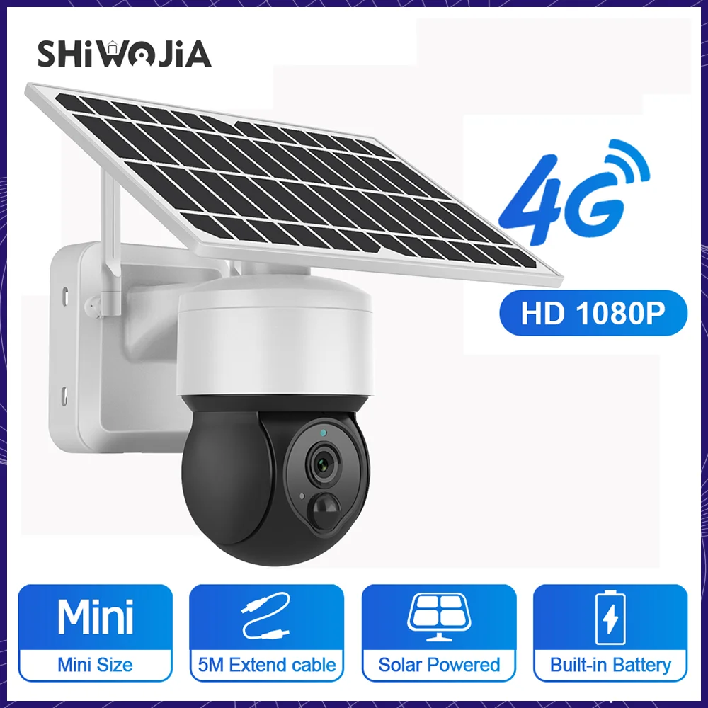 SHIWOJIA 4G SIM Solar Camera 1080P PTZ Security Outdoor Wireless Solar Power Cam Bulit-in Battery Home Video Surveillance CCTV
SHIWOJIA 4G SIM Solar Camera 1080P PTZ Security Outdoor Wireless Solar Power Cam Bulit-in Battery Home Video Surveillance CCTV