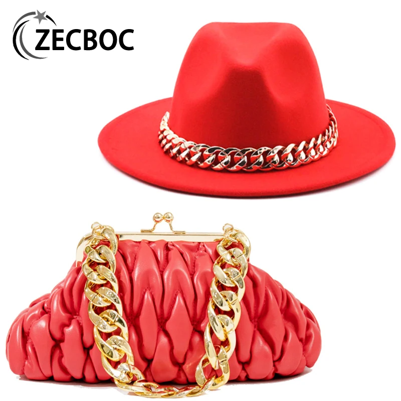 Fedora Hat For Women Bag Sets Luxury Woman Hat And Bag Set Gold With Chain Bag Hat Fashion Set Ladies Tote Church Party Jazz Hat
Fedora Hat For Women Bag Sets Luxury Woman Hat And Bag Set Gold With Chain Bag Hat Fashion Set Ladies Tote Church Party Jazz Hat