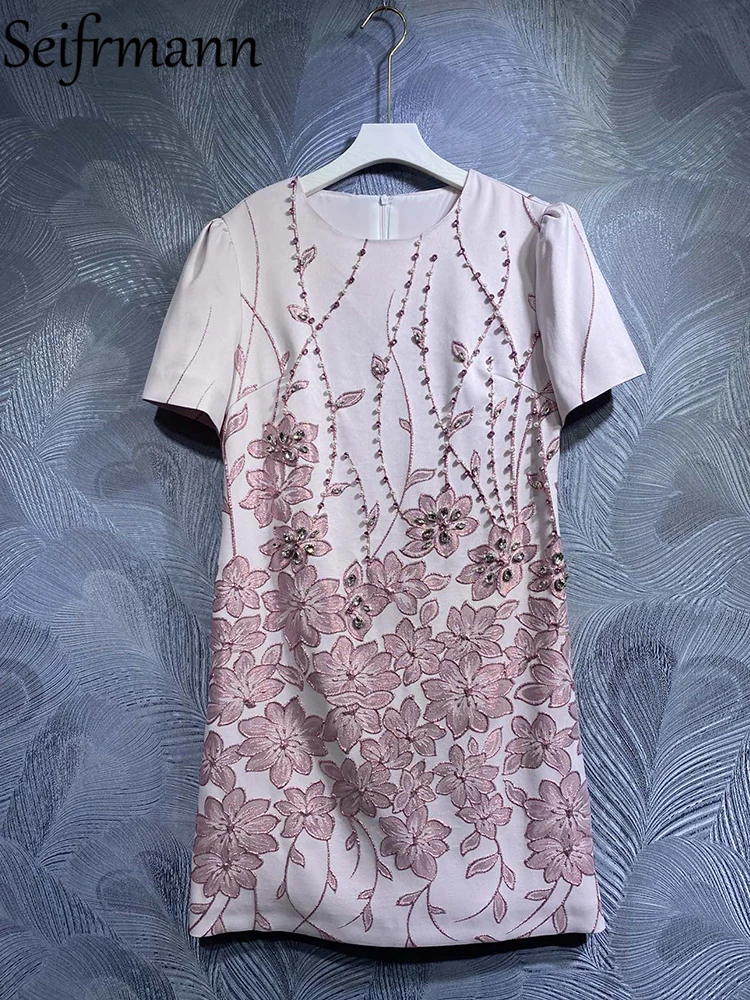Seifrmann High Quality Summer Women Fashion Runway A-Line Dress Short Sleeve Gorgeous Beading Solid Printed Party Mini Dresses
Seifrmann High Quality Summer Women Fashion Runway A-Line Dress Short Sleeve Gorgeous Beading Solid Printed Party Mini Dresses