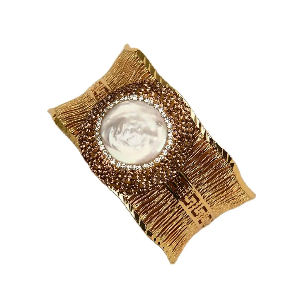 G-G Traditional Gold Plated White Pearl Bangle With CZ Paved Wire Drawing Point Diamond Pearl Bracelet Wedding Jewelry
G-G Traditional Gold Plated White Pearl Bangle With CZ Paved Wire Drawing Point Diamond Pearl Bracelet Wedding Jewelry