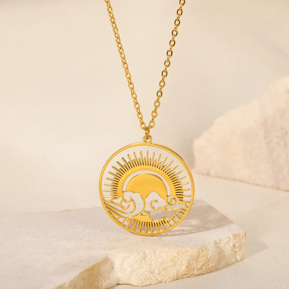 Sunrise Sunset Necklaces Cloud Shinny Sun Necklaces For Women Vintage Best Friend Gifts Stainless Steel New Trendy Jewelry 
Sunrise Sunset Necklaces Cloud Shinny Sun Necklaces For Women Vintage Best Friend Gifts Stainless Steel New Trendy Jewelry