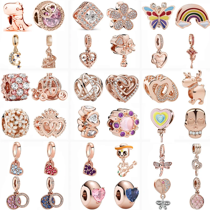 Fashion Rose Gold Carriage Flowers Rainbow Stars Moon Shiny Beads Fit Original Pandora Charms Silver Color Bracelets Women Gifts
Fashion Rose Gold Carriage Flowers Rainbow Stars Moon Shiny Beads Fit Original Pandora Charms Silver Color Bracelets Women Gifts