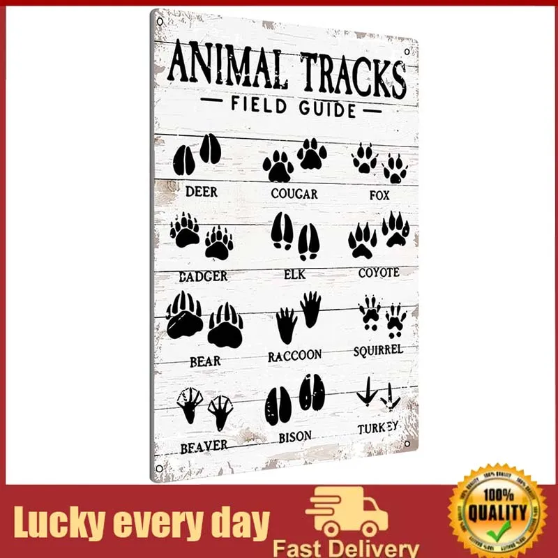 

Animal Tracks Field Guide Sign Metal Tin Sign Wall Art Decor Farmhouse Home Rustic Decor Gifts home decoration wall