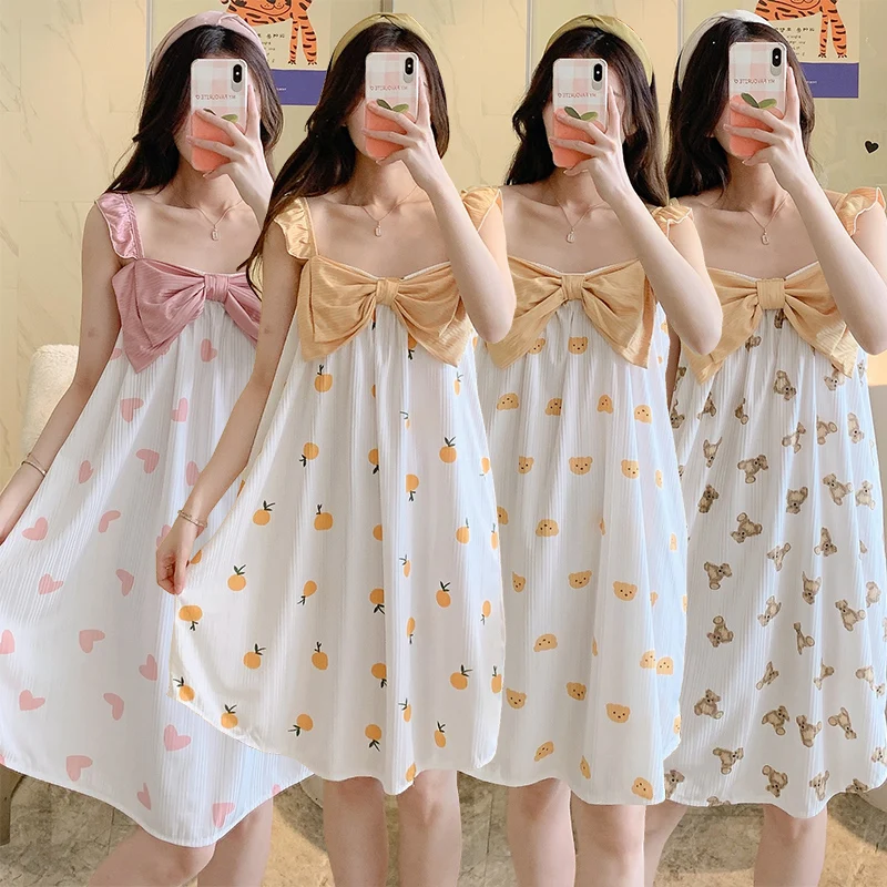 2022 Summer Sexy Lingerie Spaghetti Strap Print Nightgown for Women Korean Cute Bow Sleepwear Night Dress Nightdress Home Nighty
2022 Summer Sexy Lingerie Spaghetti Strap Print Nightgown for Women Korean Cute Bow Sleepwear Night Dress Nightdress Home Nighty
