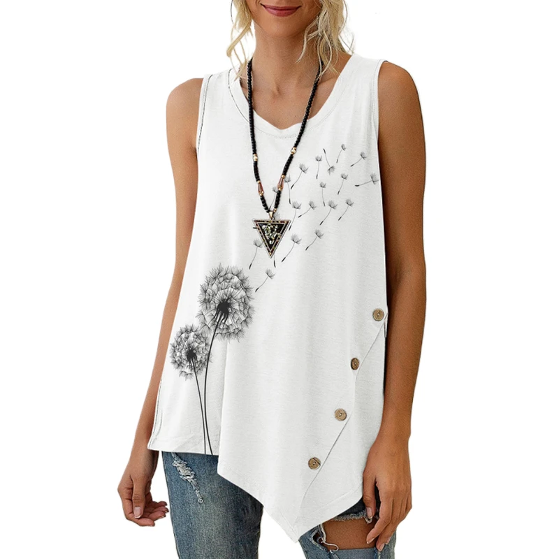 Women Dandelion Button Irregular Top Casual Sexy Camisole Tanks Top Round Neck Basic Loose Sleeveless Tops New Vest Ropa Mujer
Women Dandelion Button Irregular Top Casual Sexy Camisole Tanks Top Round Neck Basic Loose Sleeveless Tops New Vest Ropa Mujer