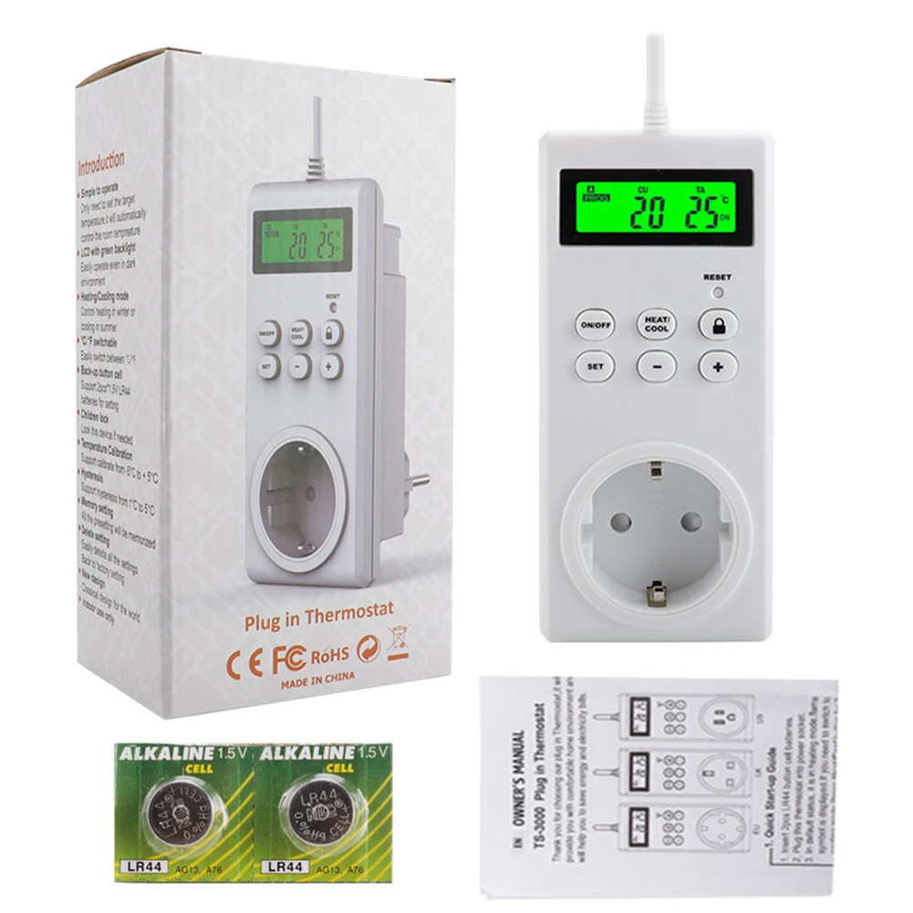 Temperature Plug-in Thermostat Thermoregulator Timer 0-60°C/32~140°F Underfloor Heating 1pcs White Accessories
Temperature Plug-in Thermostat Thermoregulator Timer 0-60°C/32~140°F Underfloor Heating 1pcs White Accessories