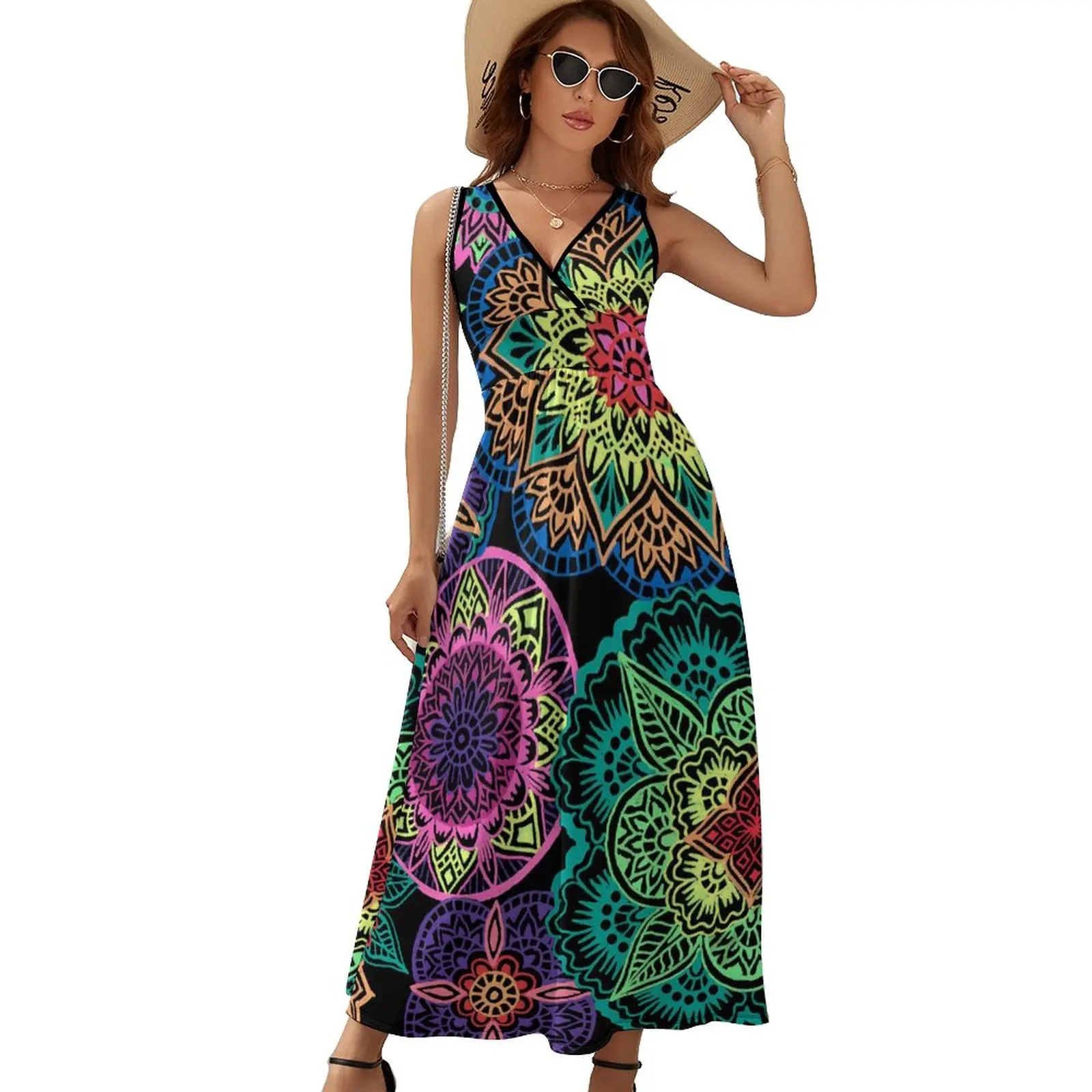 Neon Mandala Dress Female Retro Print Cute Maxi Dress V Neck High Waist Casual Design Bohemia Long Dresses
Neon Mandala Dress Female Retro Print Cute Maxi Dress V Neck High Waist Casual Design Bohemia Long Dresses
