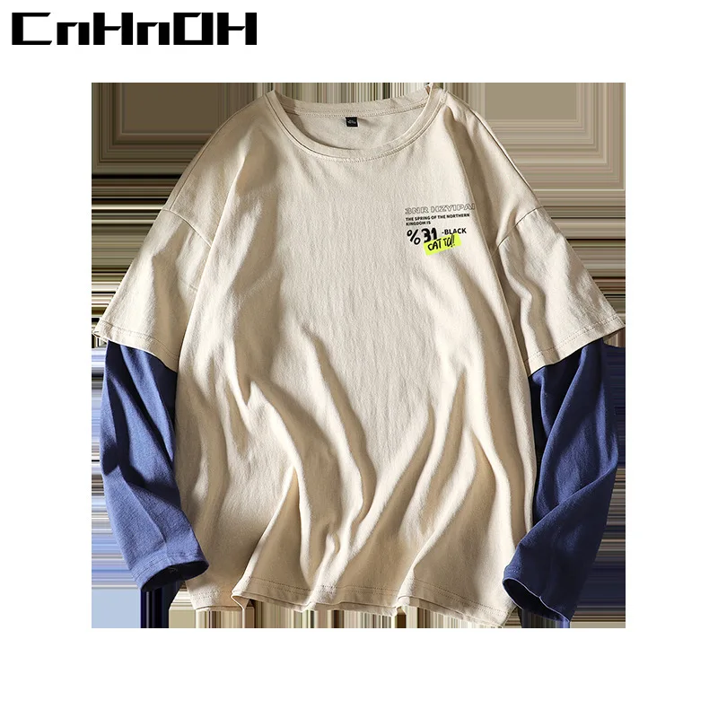 Мужская футболка CnHnOH из двух частей с длинным рукавом весна-осень 2022 японский