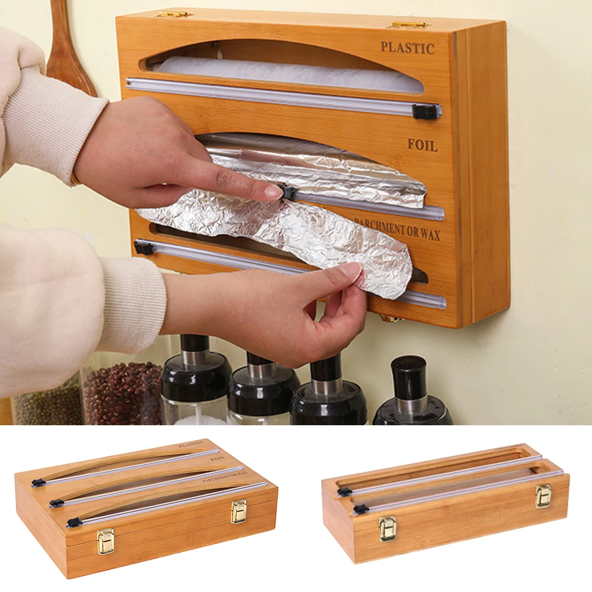 NewBamboo Food Wrap Dispenser Reusable Bamboo Cling Wrap Dispenser with Slide Cutter Durable Wrap Storage Holder Box for Home
NewBamboo Food Wrap Dispenser Reusable Bamboo Cling Wrap Dispenser with Slide Cutter Durable Wrap Storage Holder Box for Home
