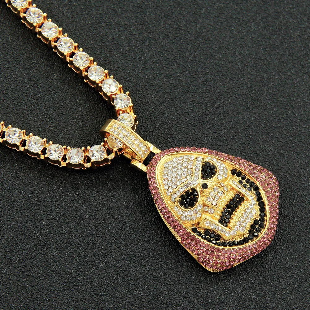 Rapper Iced Out Tennis Chains Bling Diamond Mask Skeleton Rhinestone Pendants Mens Necklaces Gold Chain Charm Jewelry for Men
Rapper Iced Out Tennis Chains Bling Diamond Mask Skeleton Rhinestone Pendants Mens Necklaces Gold Chain Charm Jewelry for Men