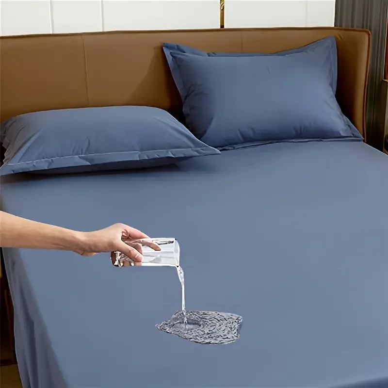 HMTX 3pcs Waterproof Fitted Sheet Set (1 Fitted Sheet + 2 Pillowcase), Soft Mattress Covers For Bedroom & Guest Room, Bedding
HMTX 3pcs Waterproof Fitted Sheet Set (1 Fitted Sheet + 2 Pillowcase), Soft Mattress Covers For Bedroom & Guest Room, Bedding