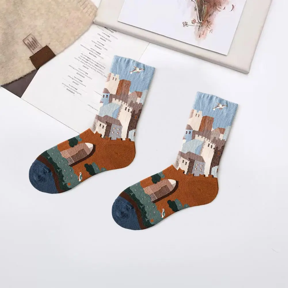 Women Elastic Socks Colorful Graffiti Print Mid-tube Socks Soft Warm Anti-slip Ankle Protection for Couples Fall/winter Wear
Women Elastic Socks Colorful Graffiti Print Mid-tube Socks Soft Warm Anti-slip Ankle Protection for Couples Fall/winter Wear