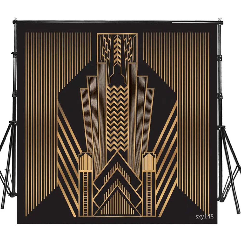 10x10ft Great Gatsby Theme Birthday Backdrop 1920s Retro Roaring Black Gold Art Photography Background for Aldult Party Banner
10x10ft Great Gatsby Theme Birthday Backdrop 1920s Retro Roaring Black Gold Art Photography Background for Aldult Party Banner