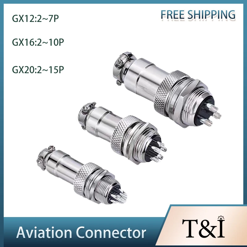 

5/10/20Sets GX12 GX16 GX20 Butt Type 2 3 4 5 6 7 8 9 10 12 14 15 Pin Male&Female Docking Aviation Plug Socket Circular Connector