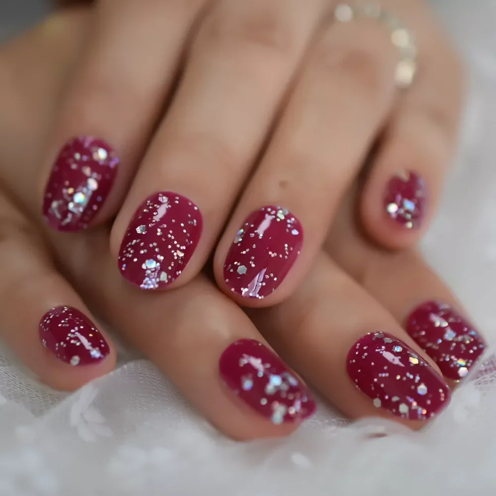 Rose Red Press On Fingernails Mix Glitter Decoration Oval Fake Nails UV Polish Cover Glossy Nail Art Tips 24
Rose Red Press On Fingernails Mix Glitter Decoration Oval Fake Nails UV Polish Cover Glossy Nail Art Tips 24