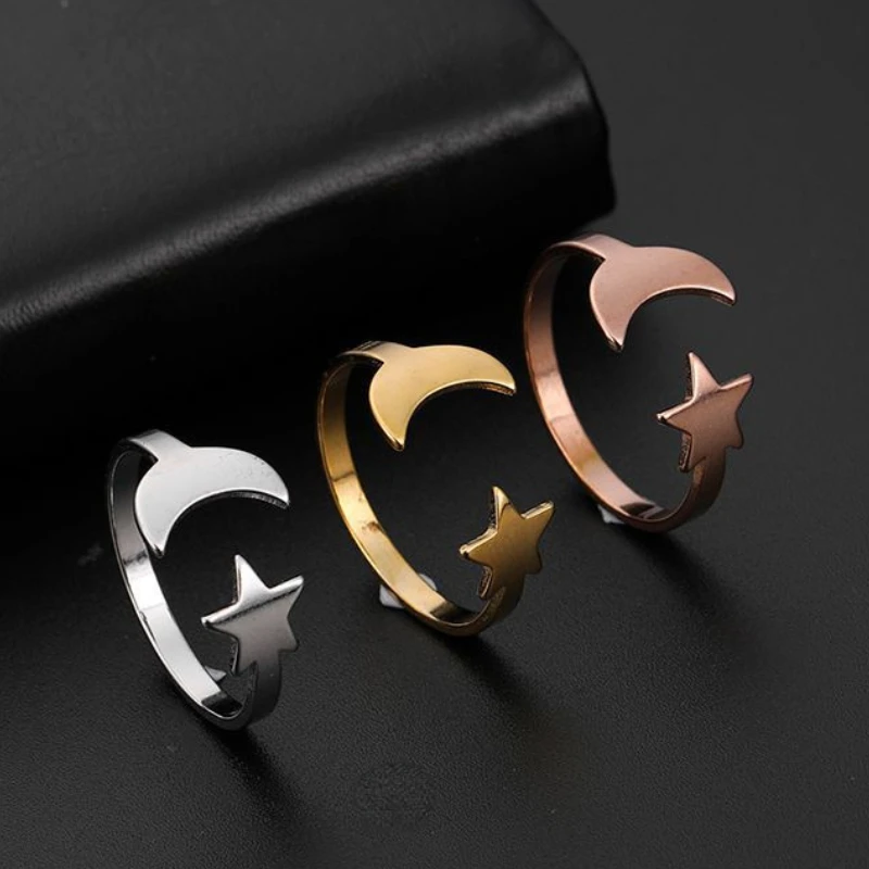 Stainless Steel Star Moon Ring Openable Ethnic Islam Silver Gold Rose Gold Adjustable Ring Woman Party Festival Jewelry Gift
Stainless Steel Star Moon Ring Openable Ethnic Islam Silver Gold Rose Gold Adjustable Ring Woman Party Festival Jewelry Gift