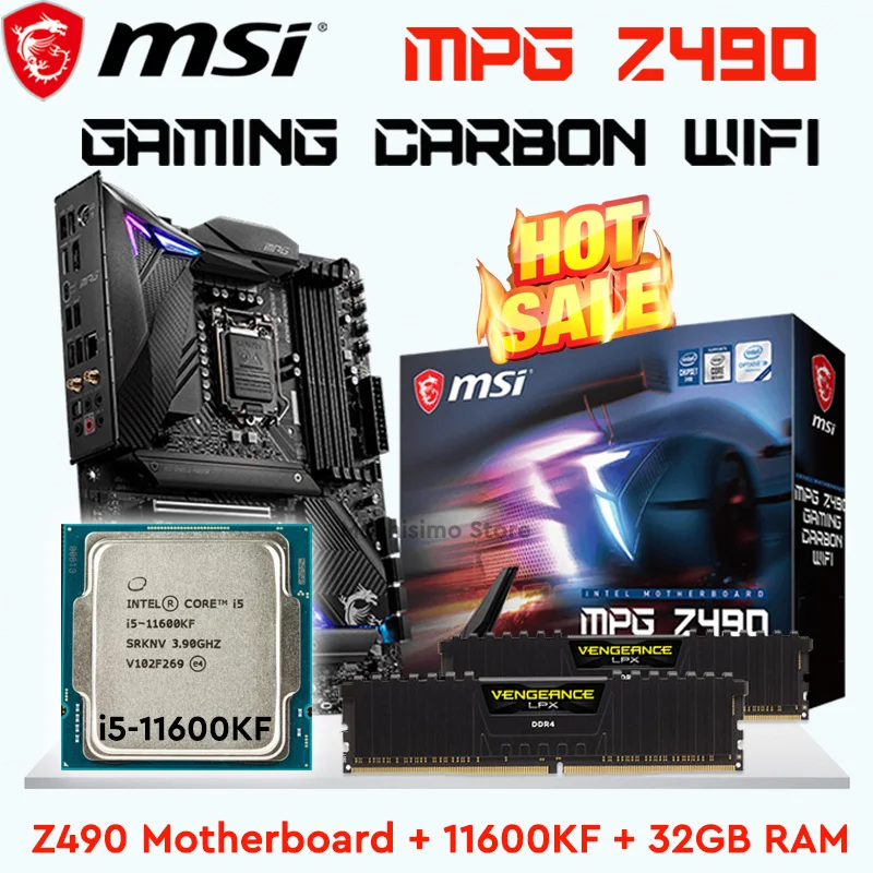 i5 11600KF CPU Combo i5 Intel 11th-Gen CPU + MSI Z490 GAMING CARBON WIFI Motherboard Combo LGA1200 +DDR4 3200MHz 16GB x 2PCS New
i5 11600KF CPU Combo i5 Intel 11th-Gen CPU + MSI Z490 GAMING CARBON WIFI Motherboard Combo LGA1200 +DDR4 3200MHz 16GB x 2PCS New