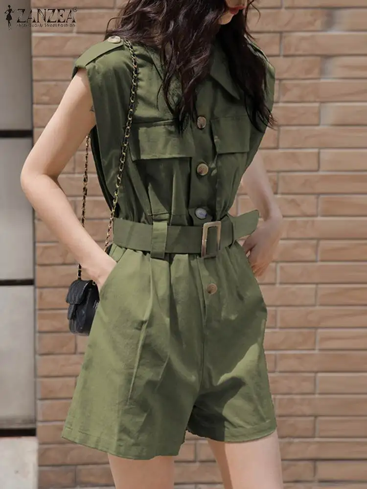 2023 Summer Jumpsuits ZANZEA Women Casual Cargo Playsuit Sleeveless Short Jumpsuit With Pocket and Belt Elegant Loose Overalls
2023 Summer Jumpsuits ZANZEA Women Casual Cargo Playsuit Sleeveless Short Jumpsuit With Pocket and Belt Elegant Loose Overalls